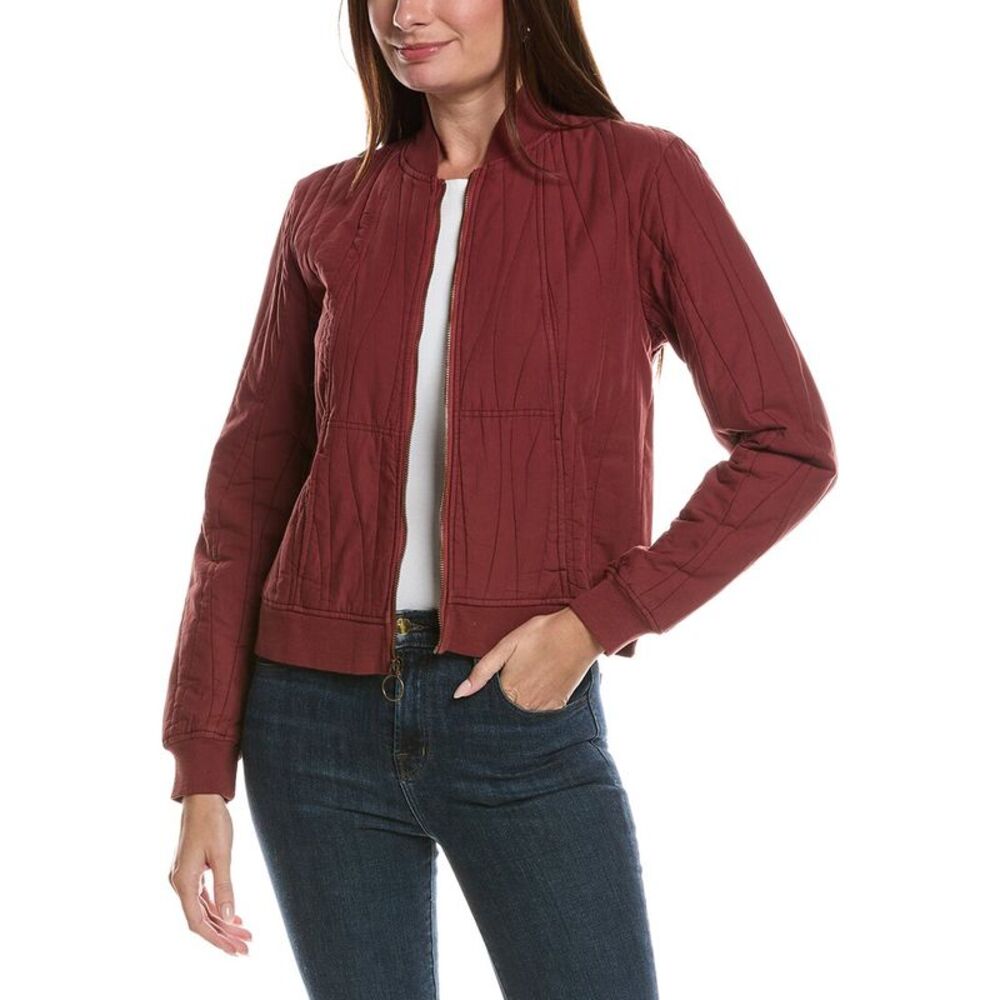 Xcvi Womens  Hurston Quilted Bomber Jacket, Red